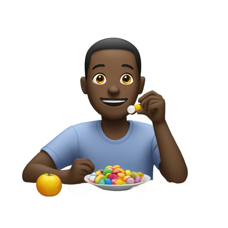 genmoji : black man eats colorful pills