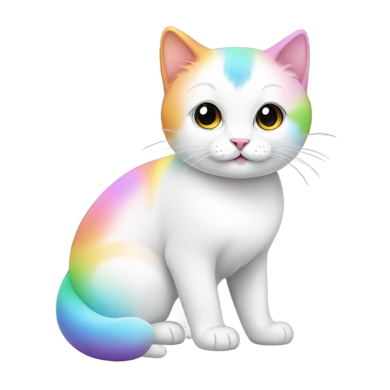 genmoji: Cute white and rainbow cat
