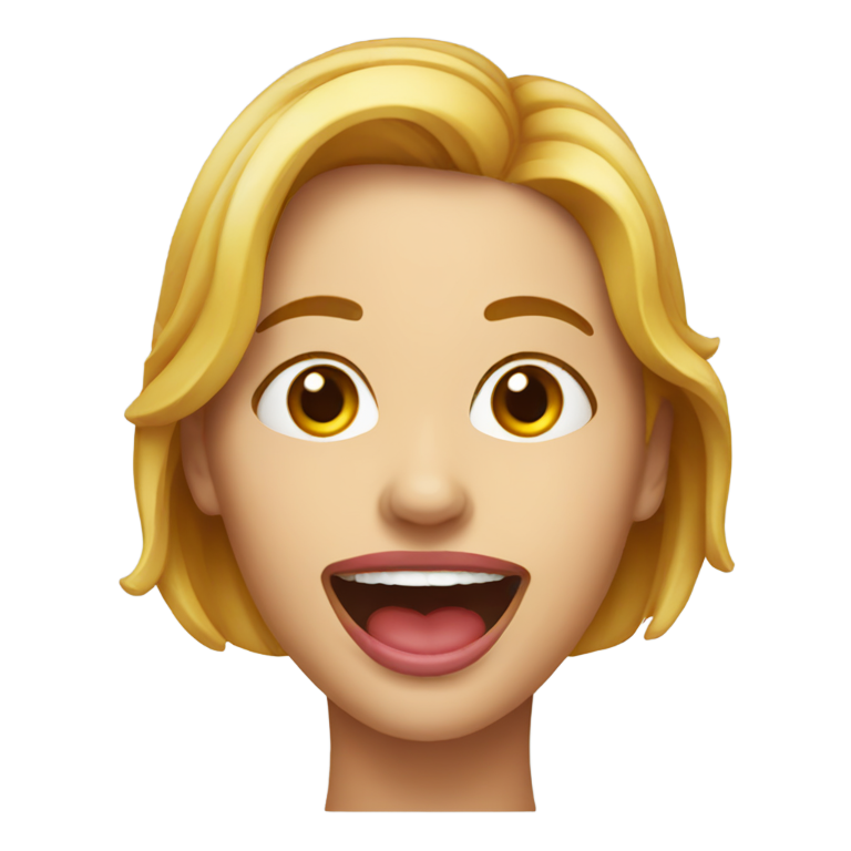 genmoji：女人脸上有胶水，笑着吐舌头