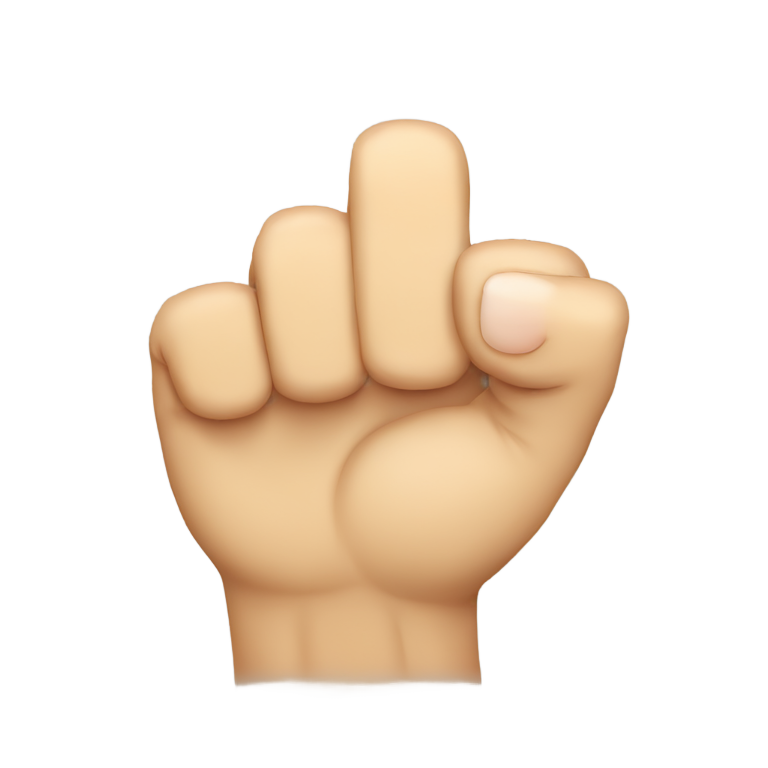 絵文字：Fist with thumb inserted between the index and middle finger