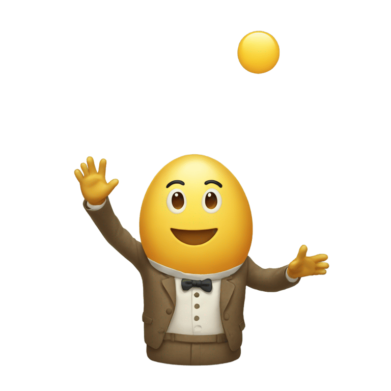 絵文字：小さな卵の男が手を振る
