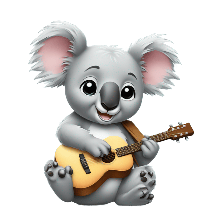 genmoji：a koala bear playing a guitar with a middle finger up