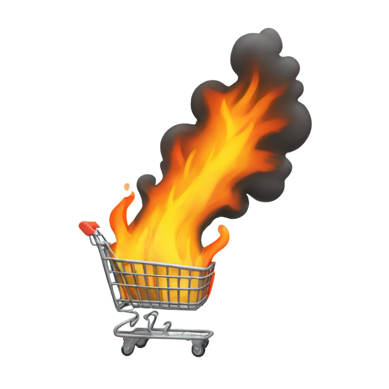 genmoji : Chariot de courses en feu en train de tomber