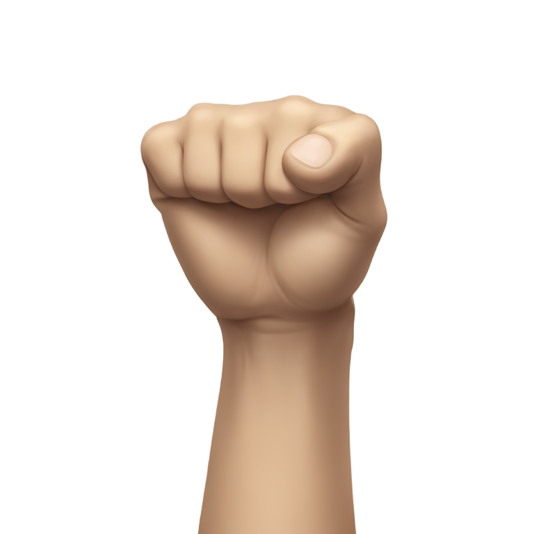 絵文字：Fist with a thumb lying inside the fist and inserted from the inside between the index and middle