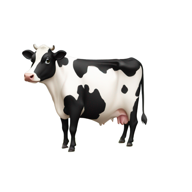 genmoji: black and white cow, hole body
