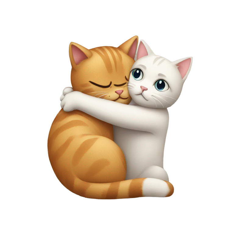 絵文字：cat resists hugs