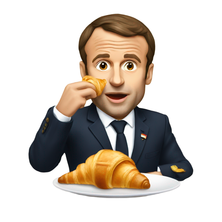 genmoji : Emmanuel Macron mangeant un croissant