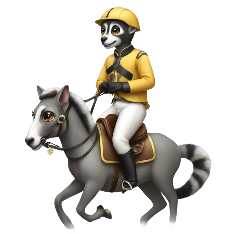 genmoji: Lemur as a jockey on a horse