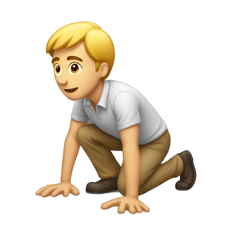 genmoji : Homme rampant à quatre pattes