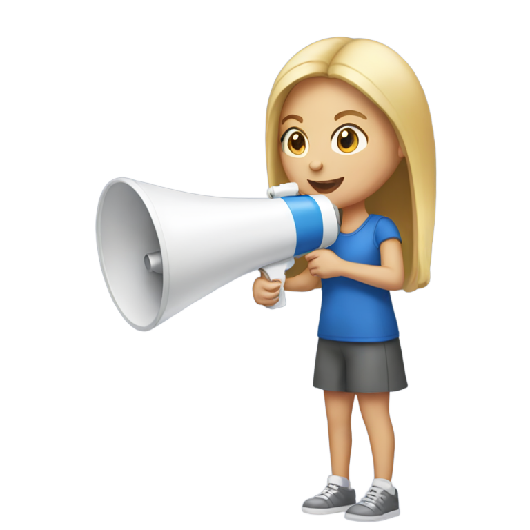 genmoji：白皮肤女孩拿着扩音器