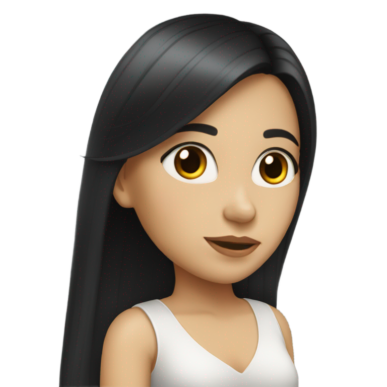 genmoji：白人拉丁女孩，长直黑发