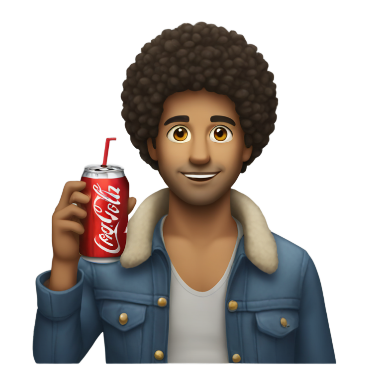 genmoji : Un métis avec des cheveux afro buvant du Coca-Cola