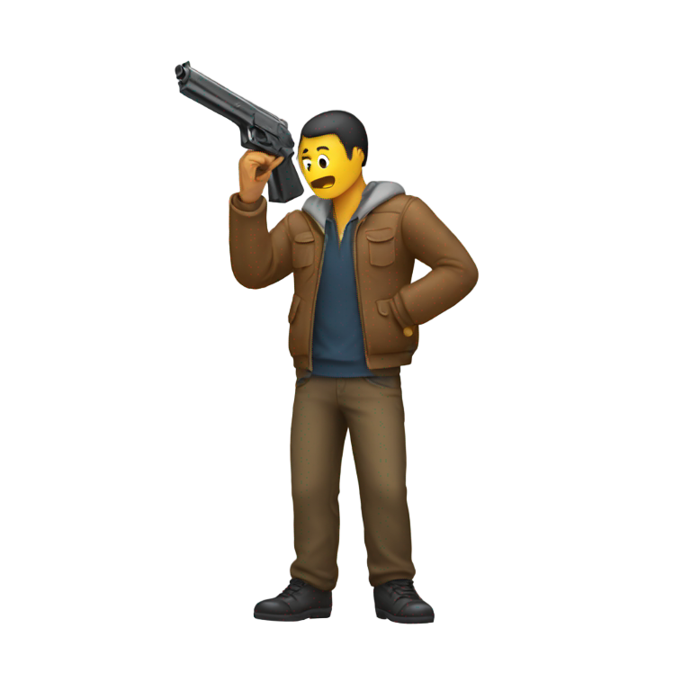 genmoji：A person holding a gun to his head