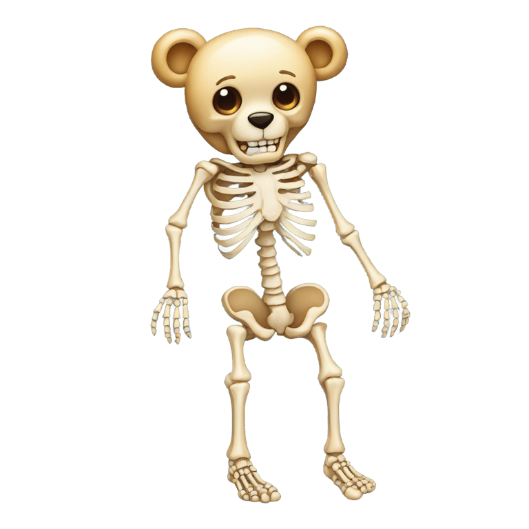 絵文字：A teddy bear skeleton with hot feet