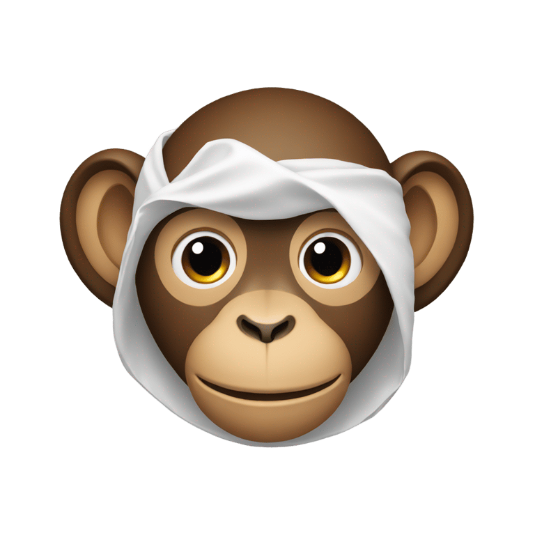 genmoji：Monkey with a white sheet on his head