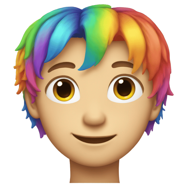 genmoji : A boy face with rainbow hairs