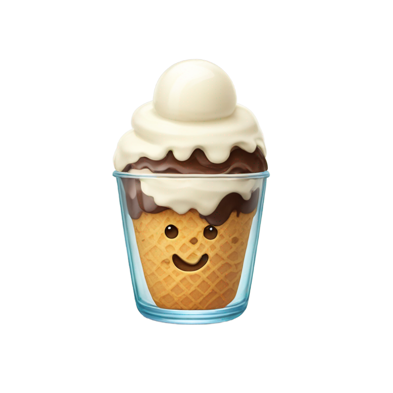 絵文字：グラスボウルのクッキー＆クリームアイスクリーム