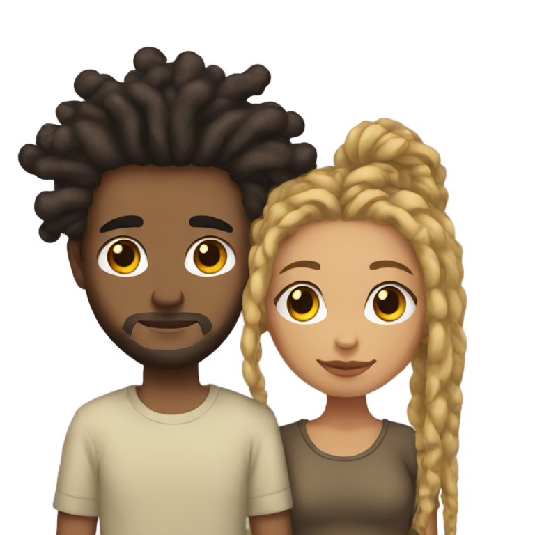 genmoji : Couple dreadlocks amour peau claire