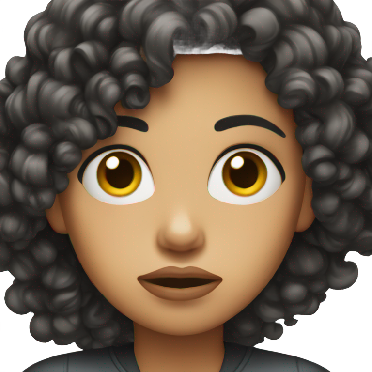 genmoji：厌恶表情的黑卷发女子