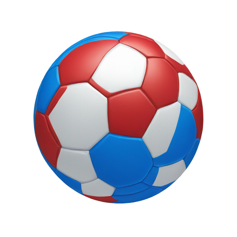 絵文字：サッカーボール、赤と青のカラー