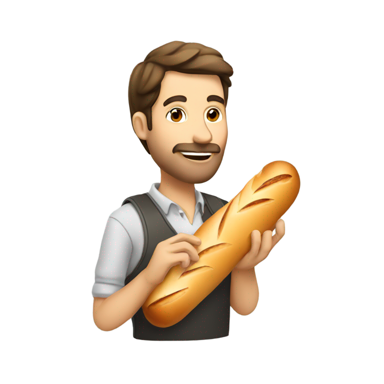 絵文字：バゲットを食べるフランス人男性