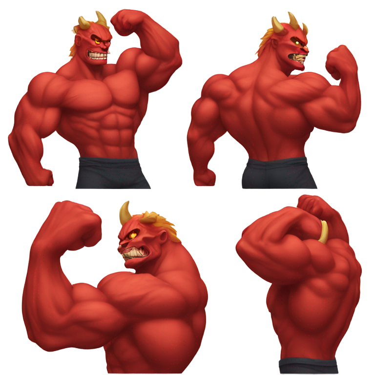 genmoji：红色恶魔的屈臂肌肉