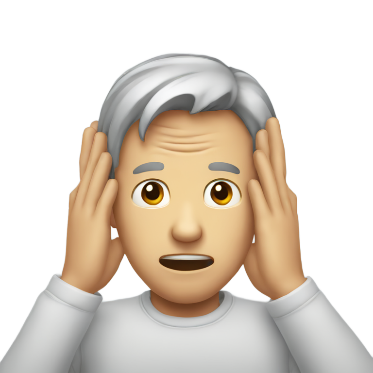 genmoji：man holding hands over his ears scared