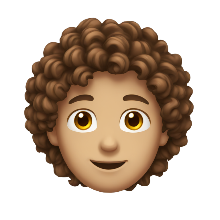 genmoji：带有棕色松散卷发和棕色眼睛的白人男孩的心形表情符号