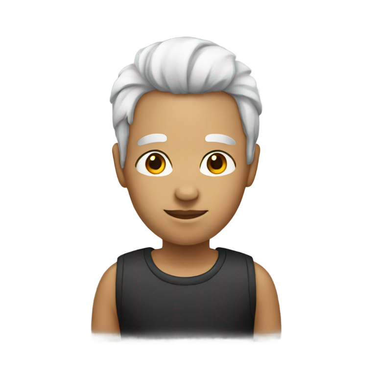 genmoji：黑白头发的人