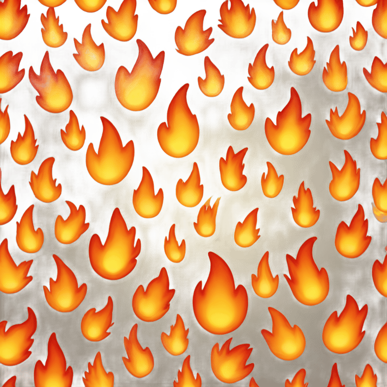 絵文字："A vibrant fire emoji with flames flickering in shades of orange, red, and yellow, symbolizing intensity, energy, and heat. The flames have a dynamic and realistic appearance, with the tips gradually transitioning into lighter colors, creating a glowing and lively effect."