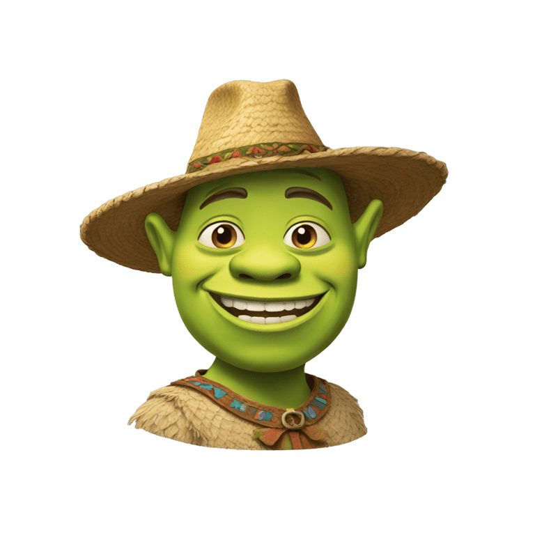 genmoji：疯狂的史力克（Shrek）戴着墨西哥帽子