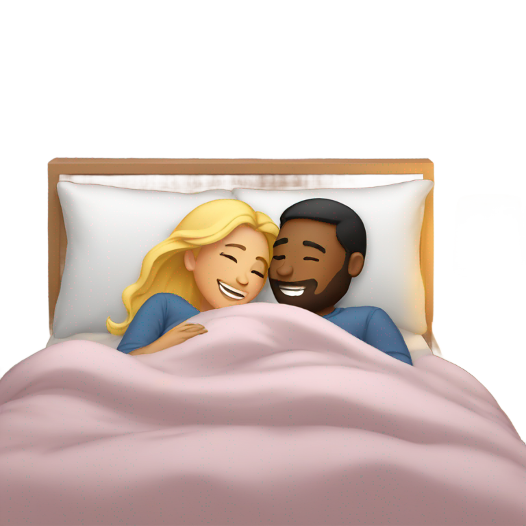 絵文字：ベッドで抱き合うカップル