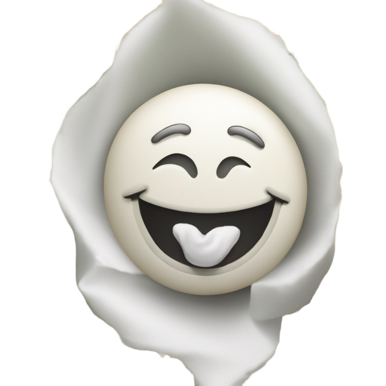 genmoji : Émoji très heureux et en sueur avec de la farine devant lui et un billet roulé