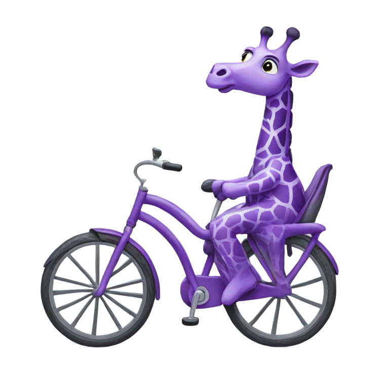 絵文字：紫のキリンが自転車に乗る