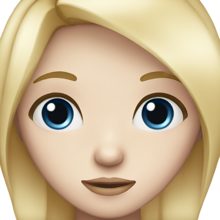 genmoji：A girl with pale skin,blonde,blue eyes is embarrassed