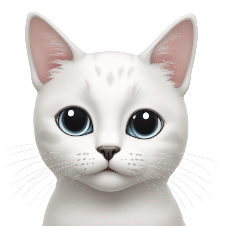 genmoji：白猫，头上有两个大黑点