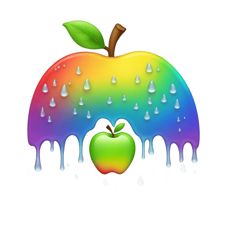 genmoji: Rainbow apple logo with rain