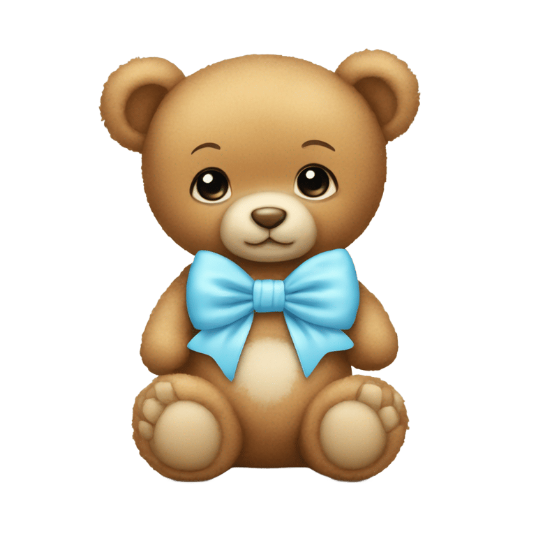 genmoji : cute baby blue bow on a teddy bear