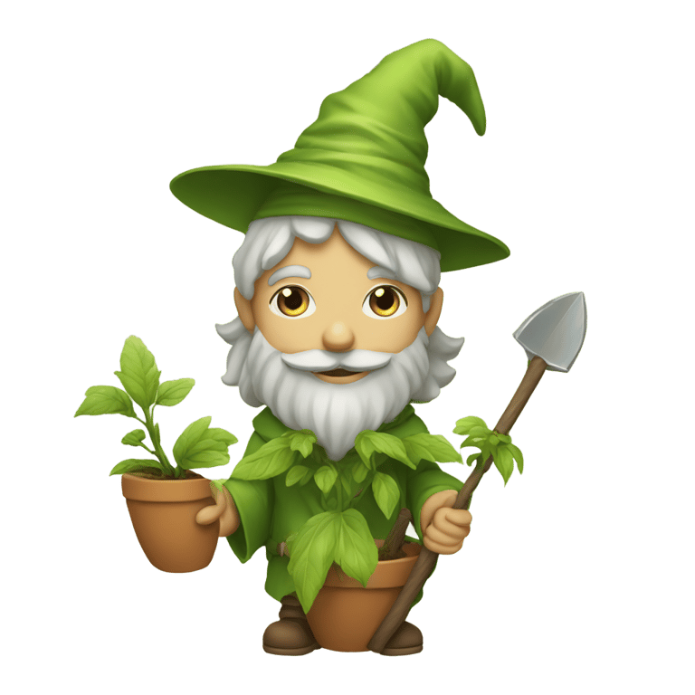 genmoji：tiny mischievous gardening wizard