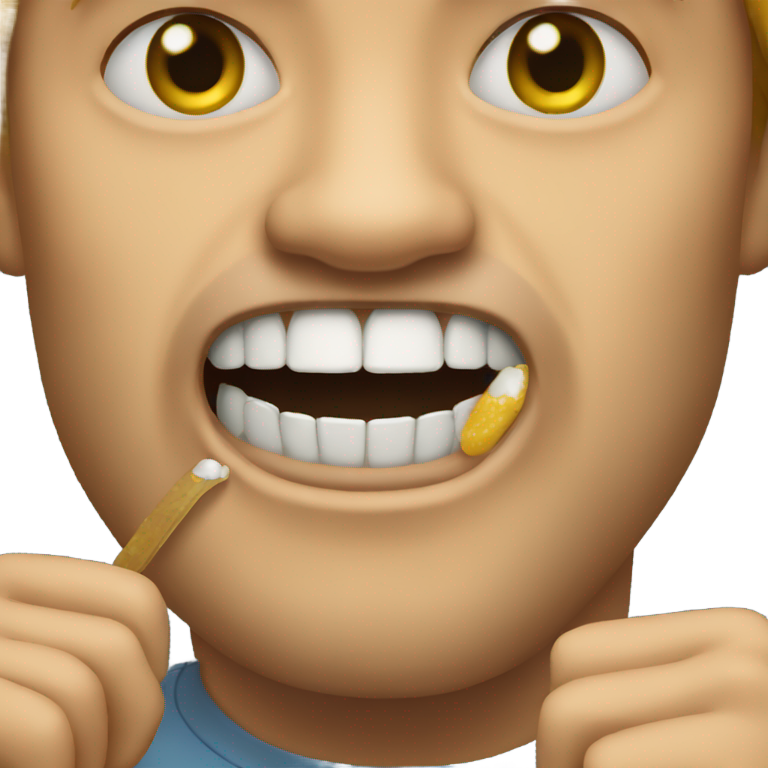 genmoji: the 😬 with a finger in the teeth