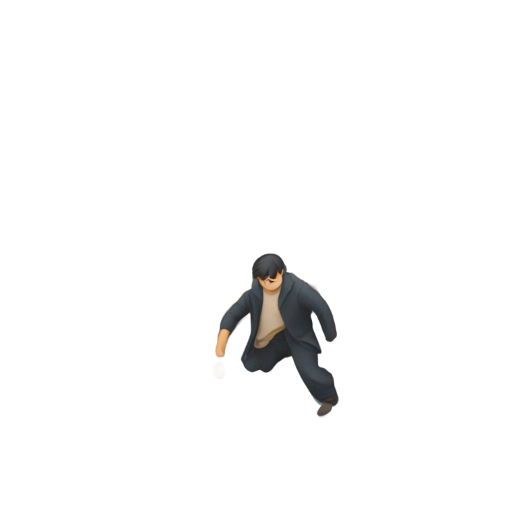 genmoji : Homme rampant dans la circulation intense de la rue