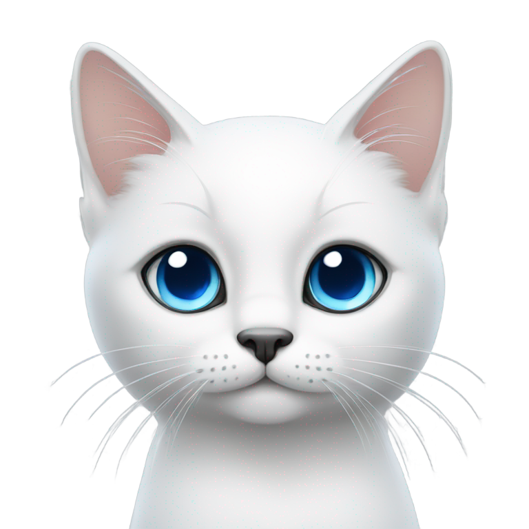 genmoji: A white cat with blue eyes, black ears, black tail