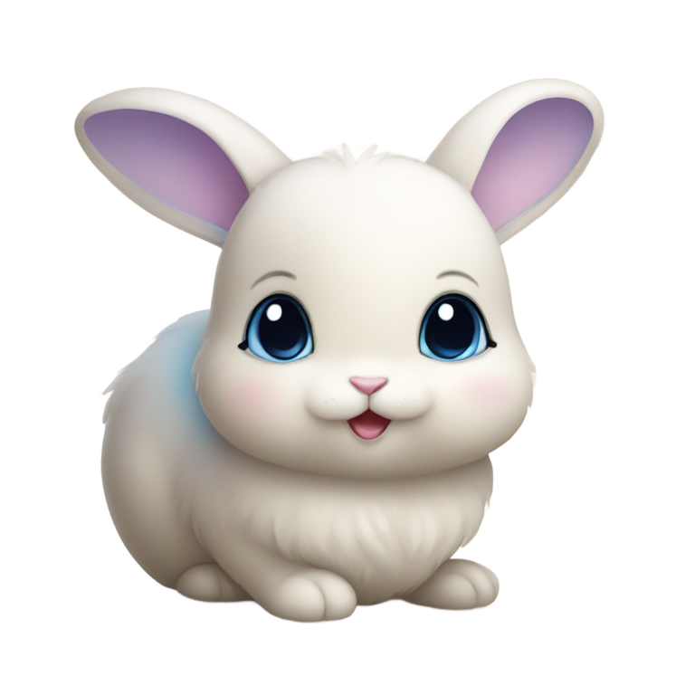 genmoji：宝贝兔子 - 柔软，圆脸，带有一点点和蓝色小鸡