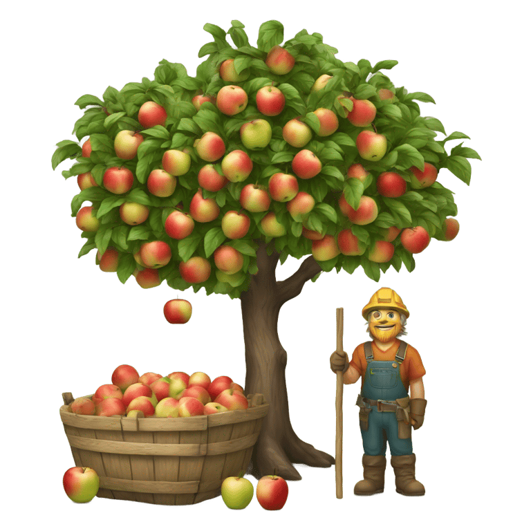 genmoji：dwarf honeycrisp apple tree harvest