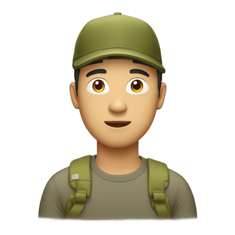 genmoji : asian man wearing an olive hat