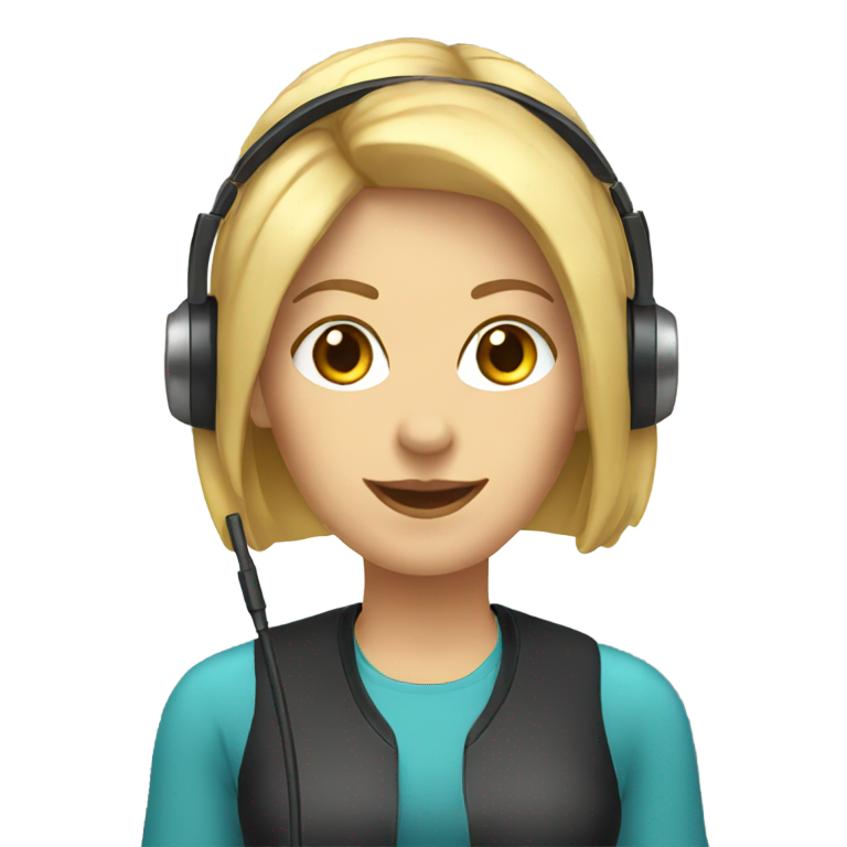 絵文字：ヘッドセットとマイクを持つ白人女性