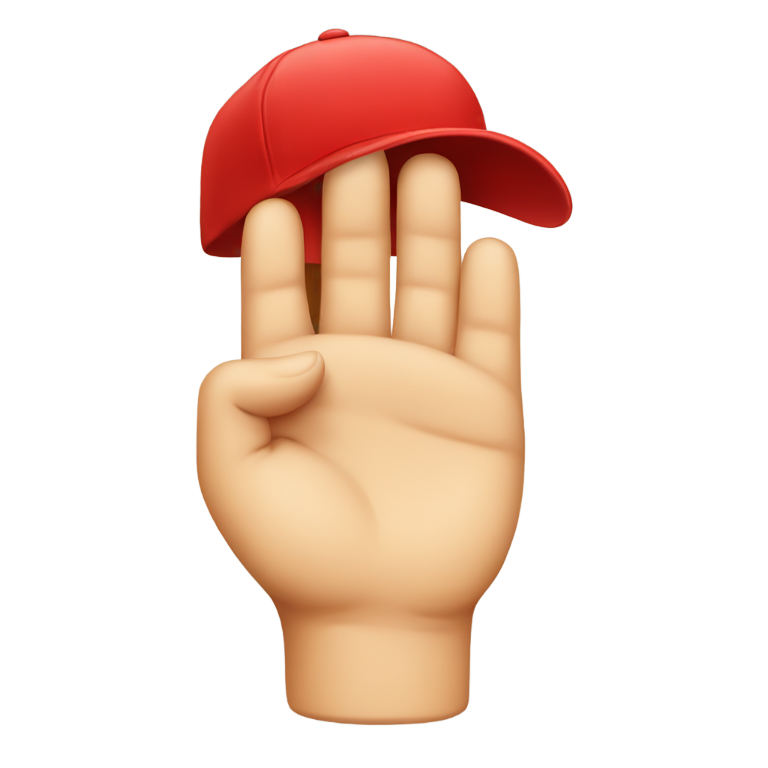 genmoji: human finger with smiling face, wearing a red cap