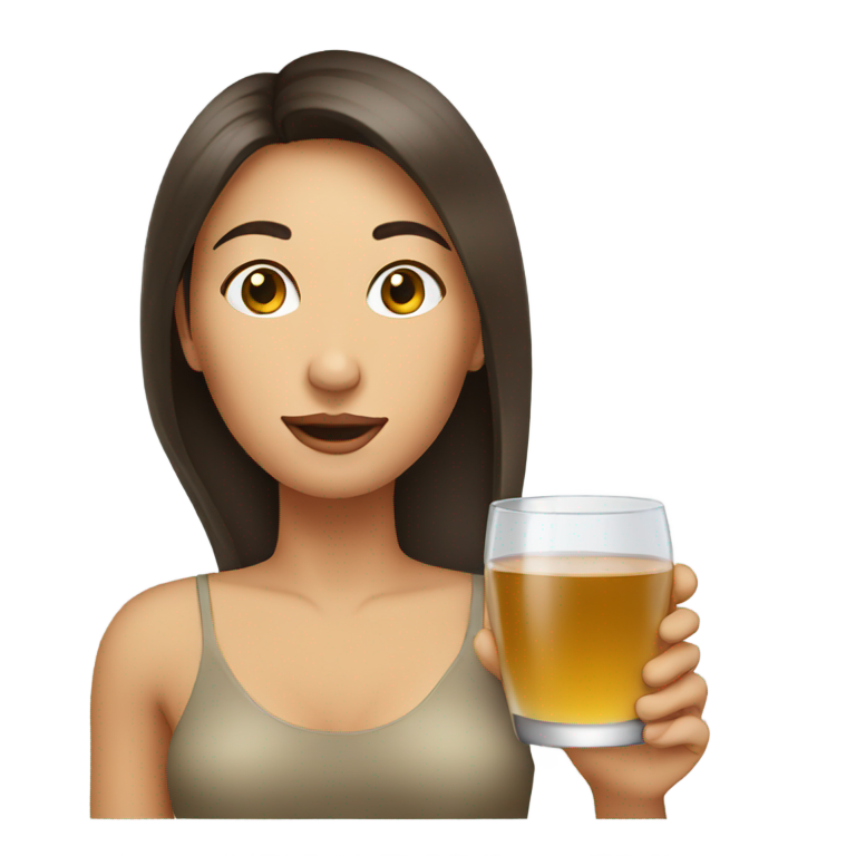 genmoji : Une femme buvant un verre de sperme épais