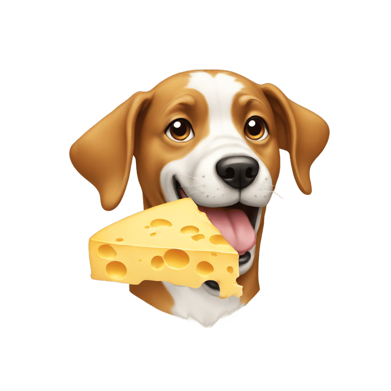 絵文字：a dog eating cheese