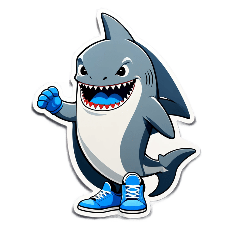 genmoji: Shark with blue shoes
